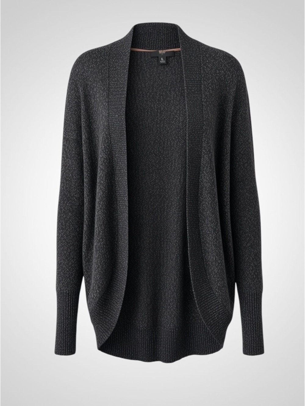 Women's Mossimo Large Black Metallic Knit Open Front Cardigan